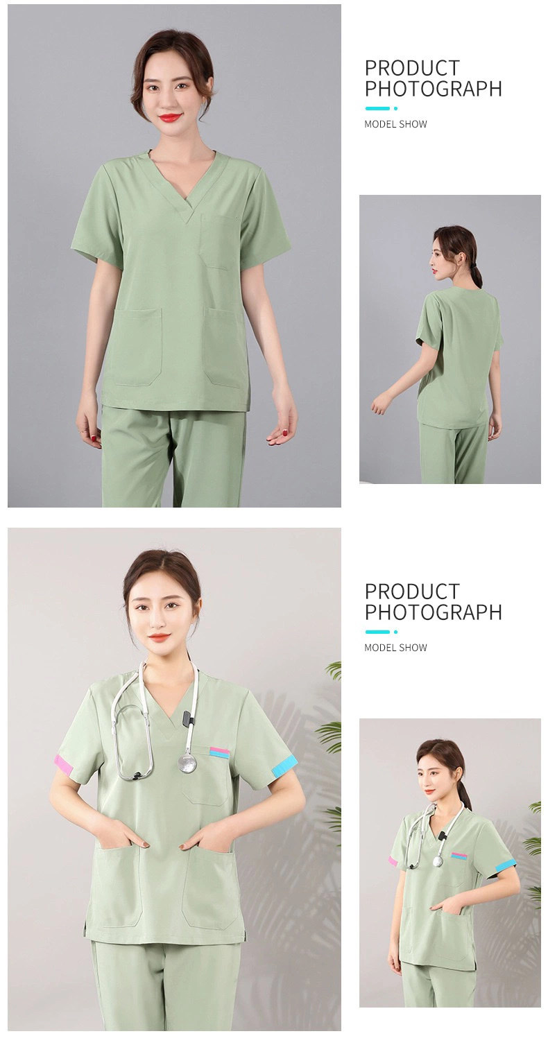 Women′s Scrub Set Doctor Nurse Uniform Hospital Tops Pants Suits Working Clothes