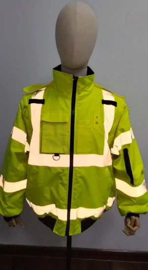 Seguridad Reflectante Mangas extraíbles Sudadera con capucha Forro polar Acolchado Poliéster Repelente al agua y transpirable Ropa de trabajo Tc Hi Vis Jacket Chaqueta Reflec